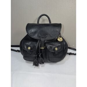 Dooney & Bourke Vintage Canyon Black Leather Tassel Backpack Small Excellent